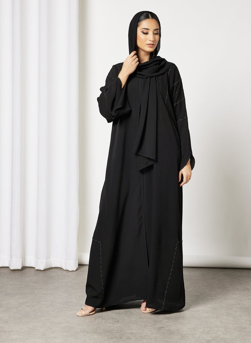 بوسني عباية مزينة بالخرز أسود - Image 3