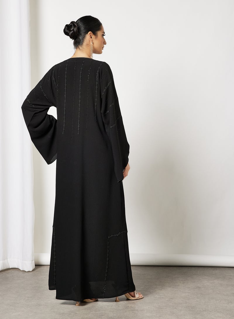بوسني عباية مزينة بالخرز أسود - Image 2