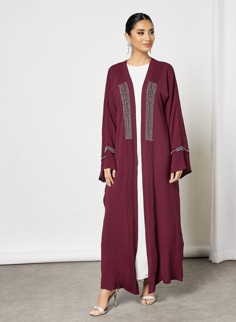 Bousni Bisht Abaya With Inner Maroon  - Image 1