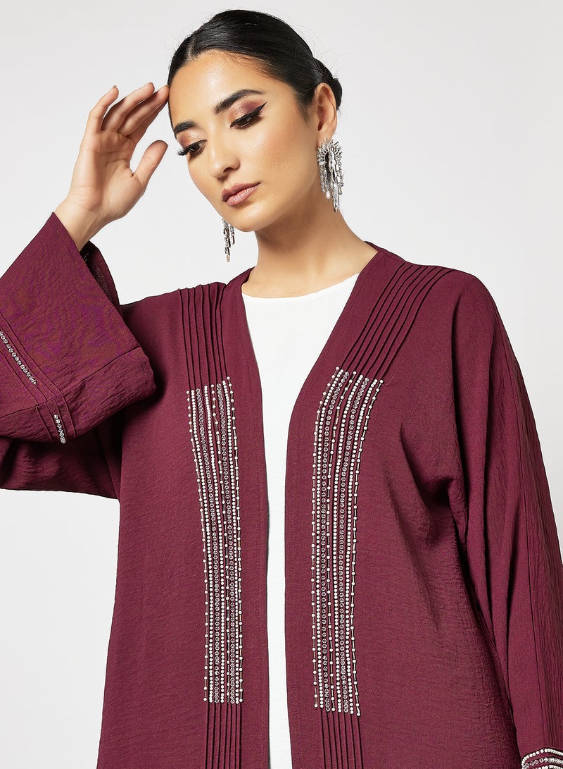 Bousni Bisht Abaya With Inner Maroon  - Image 4