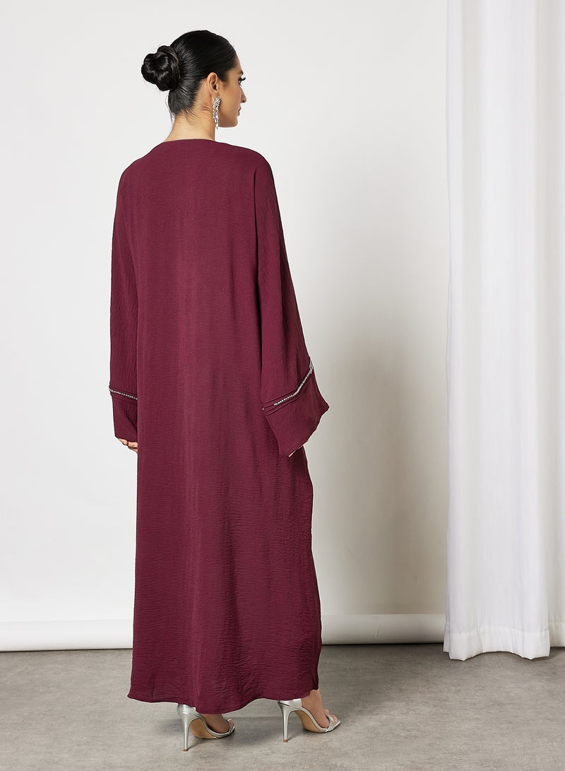 Bousni Bisht Abaya With Inner Maroon  - Image 2