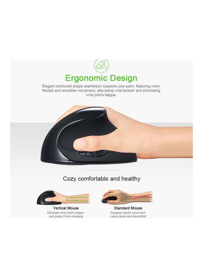 Optical Vertical Ergonomic Wireless Mouse Black - Image 5