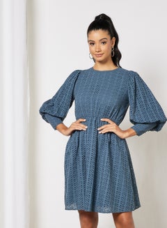 Y.A.S Broderie Mini Dress Light Blue  - Image 1