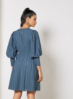 Y.A.S Broderie Mini Dress Light Blue  - Image 2