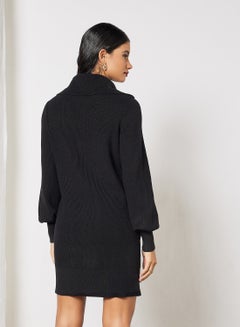 Y.A.S Half-Zip Knit Dress Black  - Image 2