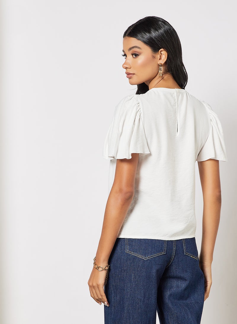 VERO MODA Flared Sleeve Top White  - Image 3