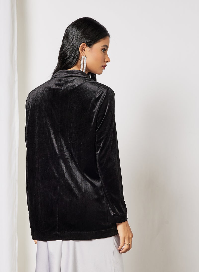 Velvet Straight Blazer Black