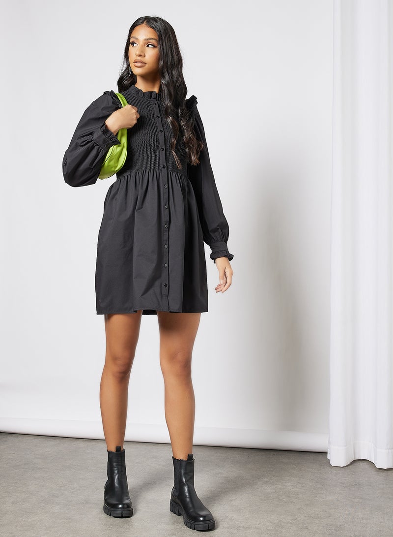ONLY - Ruffle Detail Mini Dress Black - Image 1