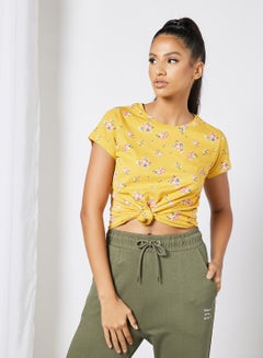 R&B Printed Round Neck T-Shirt Mustard Yellow  - Image 1