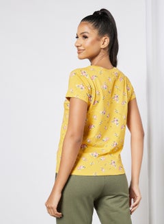 R&B Printed Round Neck T-Shirt Mustard Yellow  - Image 2