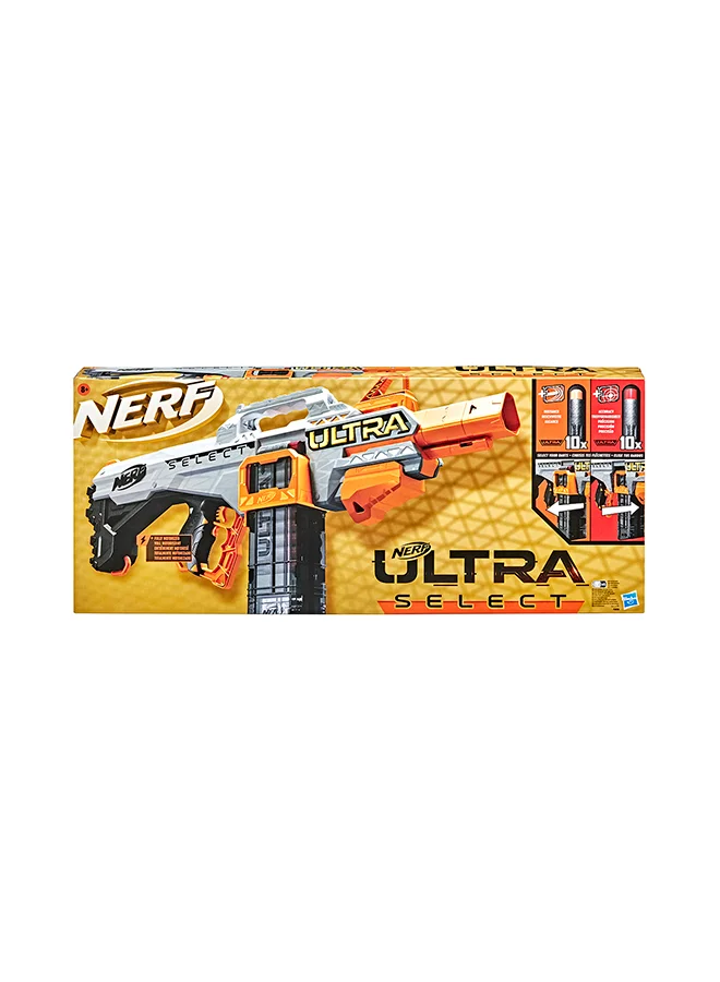 NERF Nerf Ultra Select Fully Motorized Blaster, Fire For Distance Or Accuracy, Includes Clips And Darts, Compatible Only With Nerf Ultra Darts