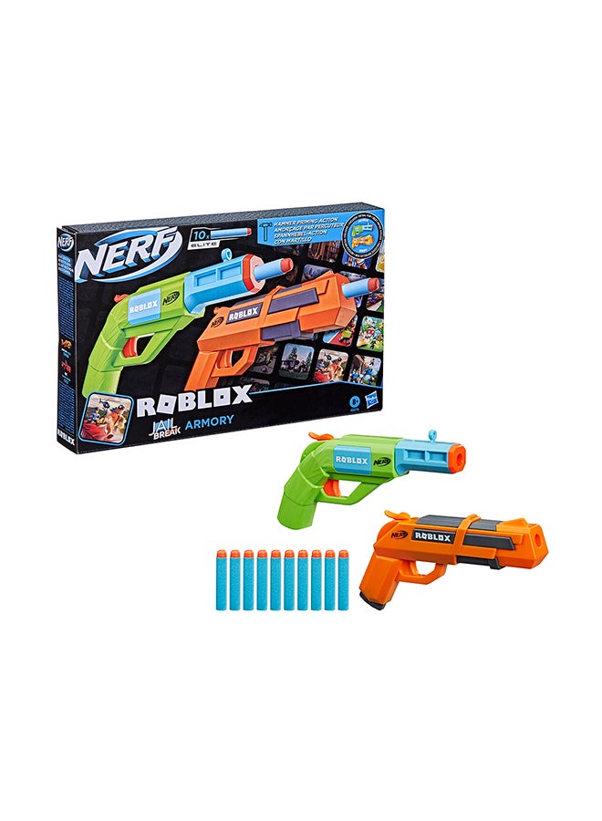 NERF - Nerf Roblox JailbreakArmory, Includes 2 Hammer-Action Blasters, 10 Elite Darts, Code To Unlock In-Game Virtual Item - Image 1