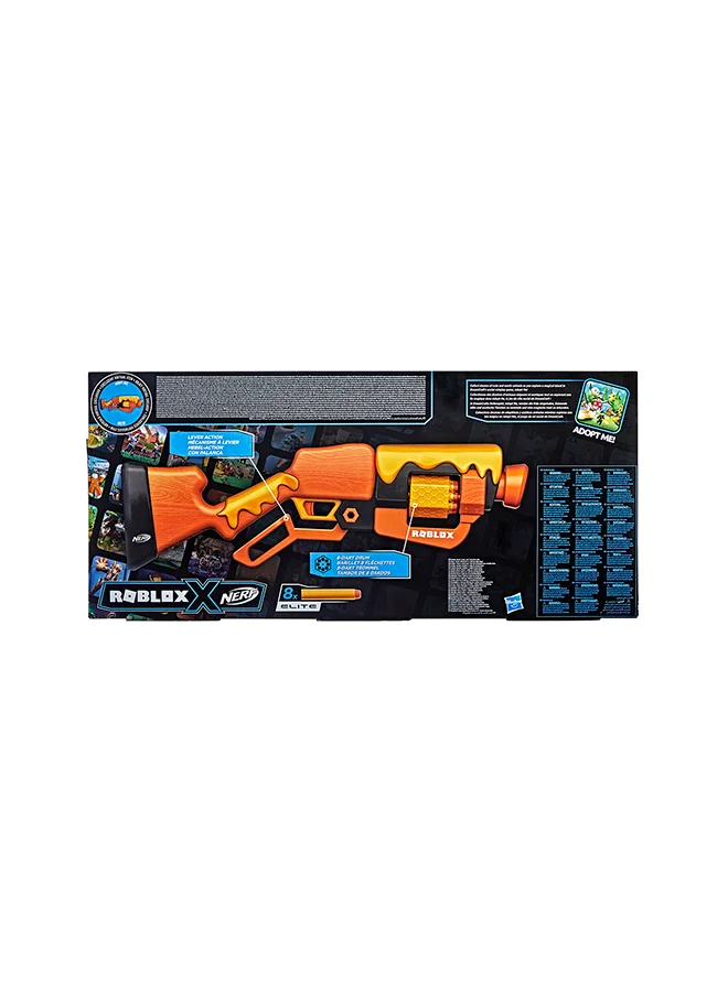 NERF Nerf Roblox Adopt Me!Bees! Lever Action Dart Blaster, Rotating 8-Dart Drum, 8 Elite Darts, Code To Unlock In-Game Virtual Item