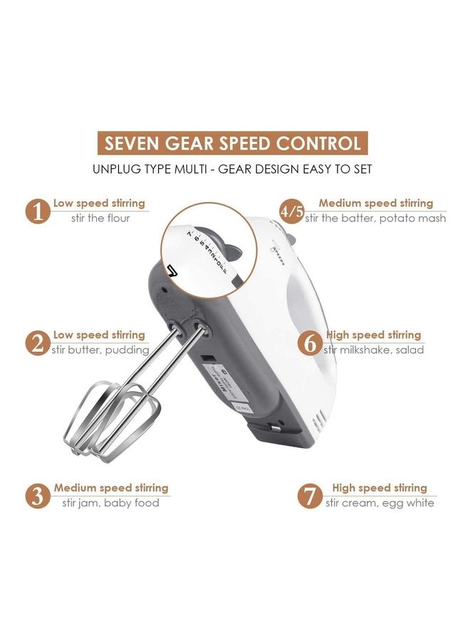SAGREENY Electric Hand Mixer Beater With Two Beaters 600 W CSR34654 White  - Image 2