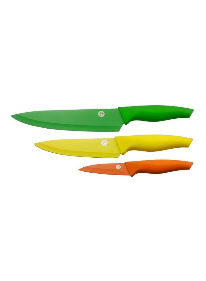 Penguen 3 Piece Knife Set Green/Yellow/Orange 8cm - Image 1