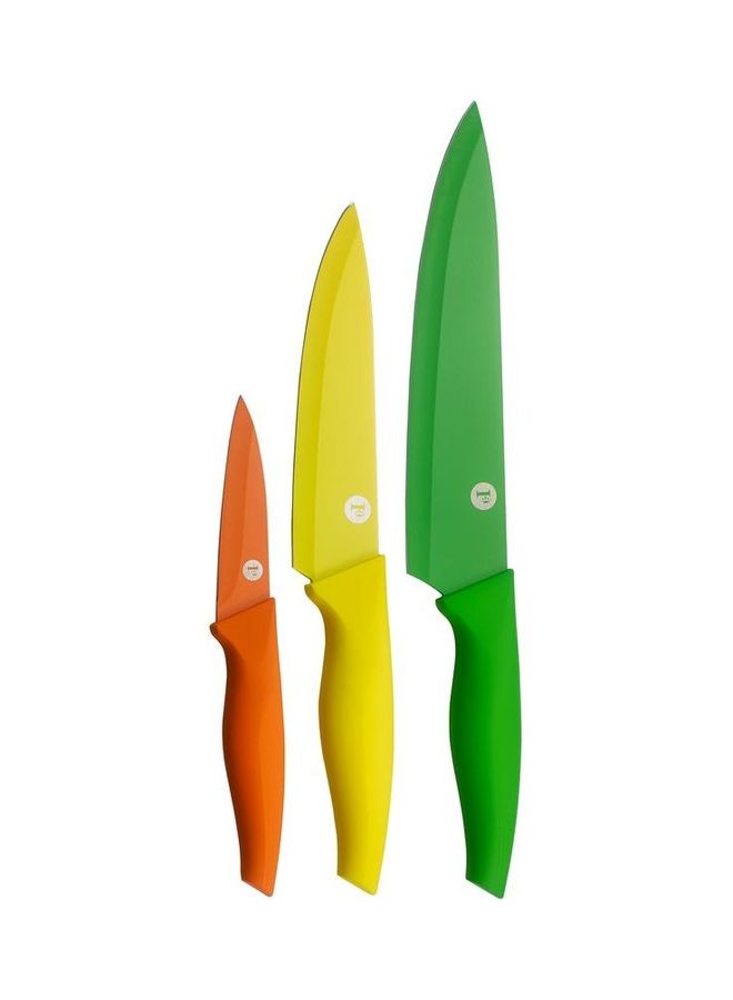 Penguen 3 Piece Knife Set Green/Yellow/Orange 8cm - Image 2