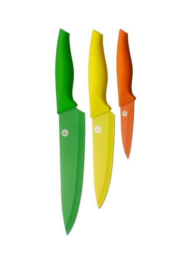 Penguen 3 Piece Knife Set Green/Yellow/Orange 8cm - Image 3