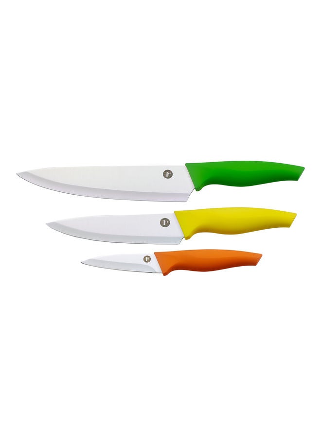 Penguen 3 Piece Knife Set Green/Yellow/Orange 8cm - Image 1