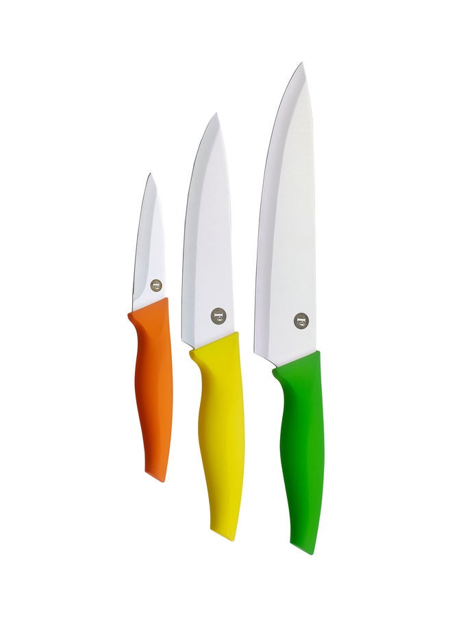 Penguen 3 Piece Knife Set Green/Yellow/Orange 8cm - Image 2