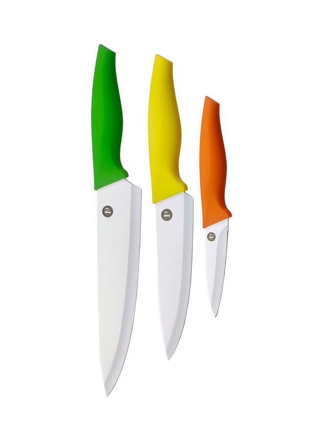 Penguen 3 Piece Knife Set Green/Yellow/Orange 8cm - Image 3