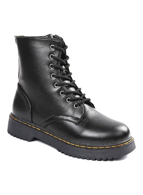 Motorcycle Ankle Platform Boots Black