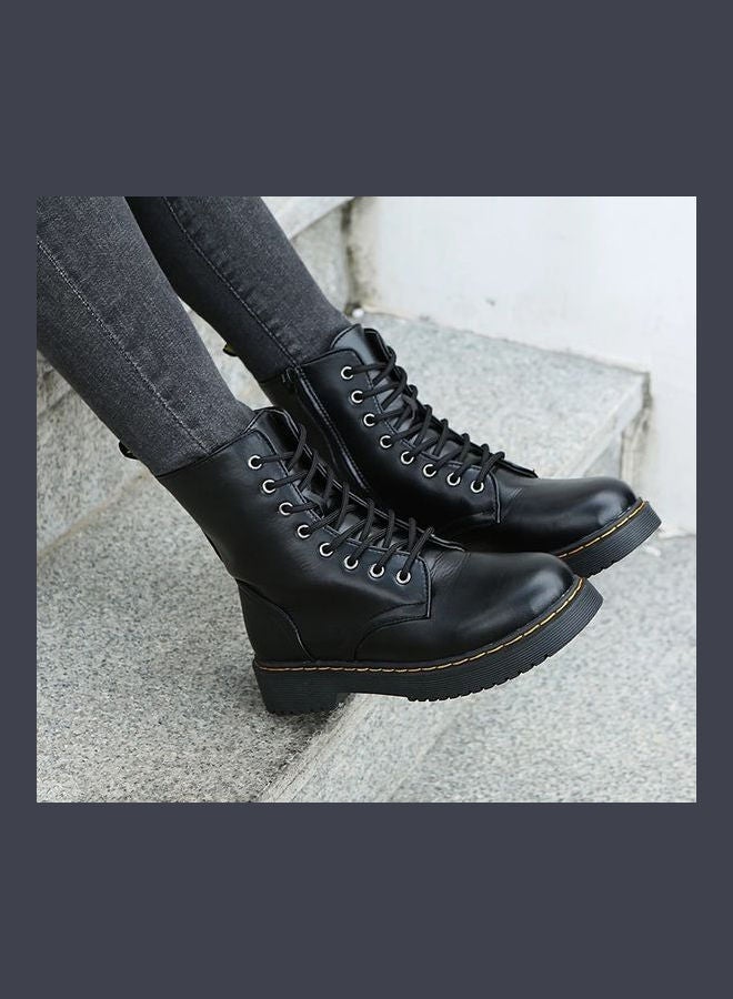 Generic Motorcycle Ankle Platform Boots Black  - Image 2