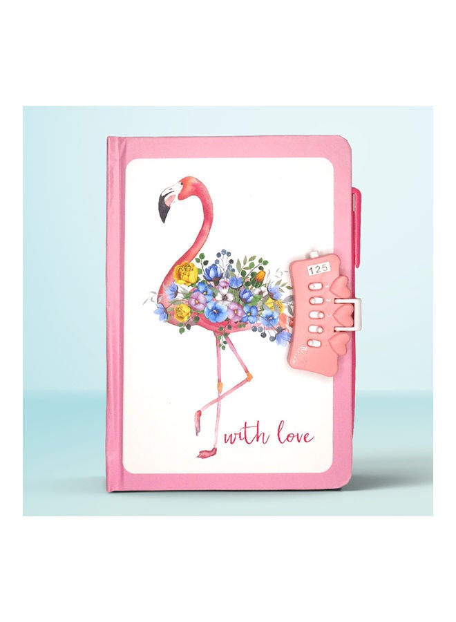 Sharpdo A5 Hardcover Lock Book With Pen flamingo Multicolour 1 - Image 4