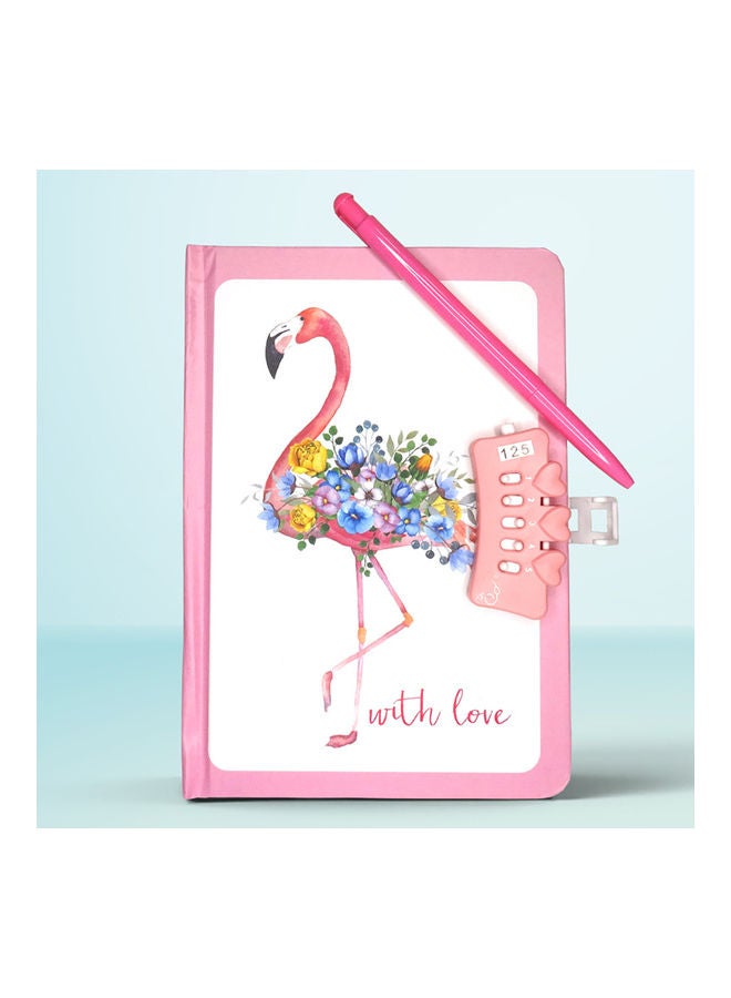 Sharpdo A5 Hardcover Lock Book With Pen flamingo Multicolour 1 - Image 5