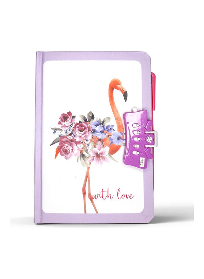 Sharpdo A5 Hardcover Lock Book With Pen Flamingo Multicolour 3 - Image 1