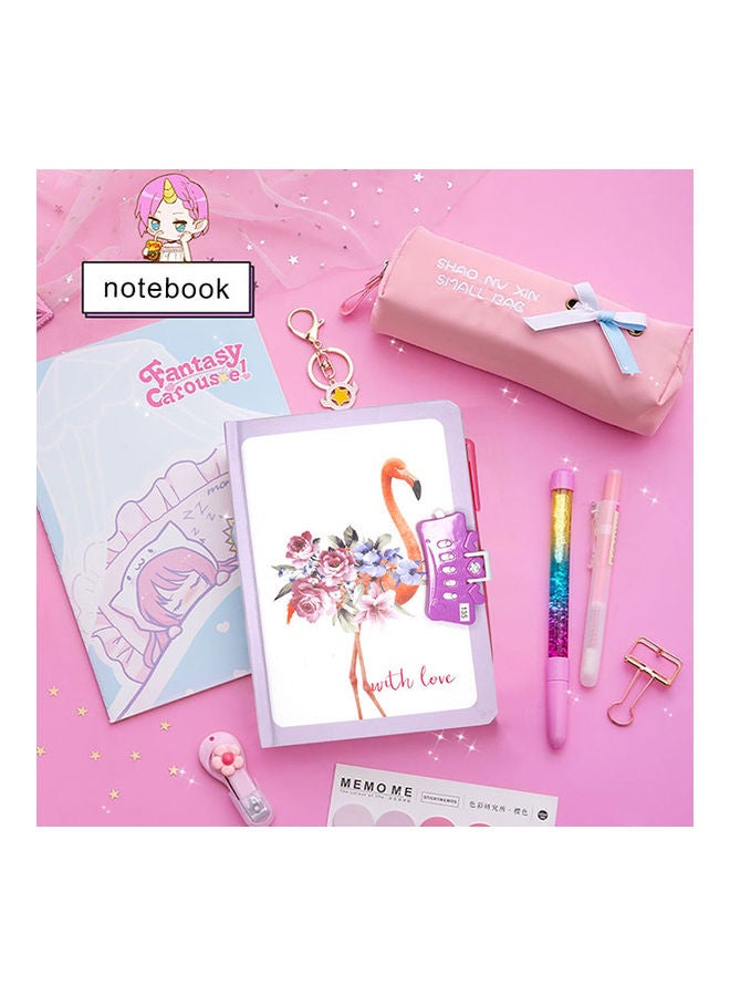 Sharpdo A5 Hardcover Lock Book With Pen Flamingo Multicolour 3 - Image 2