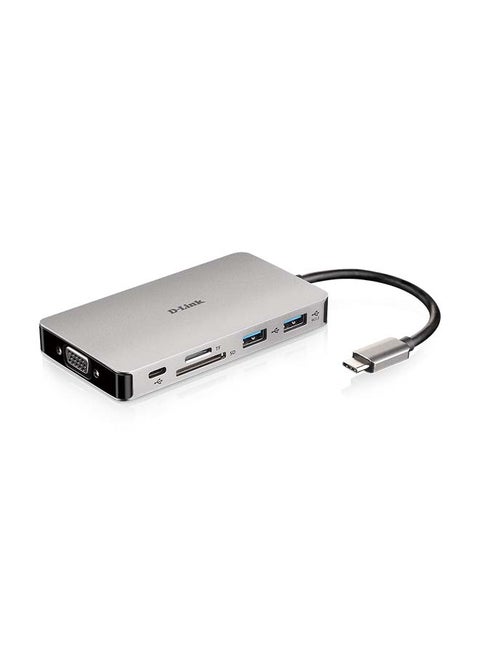 9-in-1 USB-C Hub With HDMI/VGA/Ethernet/Card Reader/Power Delivery grey