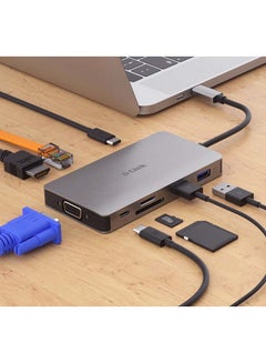 D-Link 9-in-1 USB-C Hub With HDMI/VGA/Ethernet/Card Reader/Power Delivery grey  - Image 4