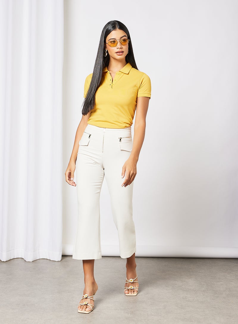 Noon East - Women's Basic Casual Polo Neck Cotton Comfort Fit Half Sleeve T-Shirt Mineral Yellow - Image 1