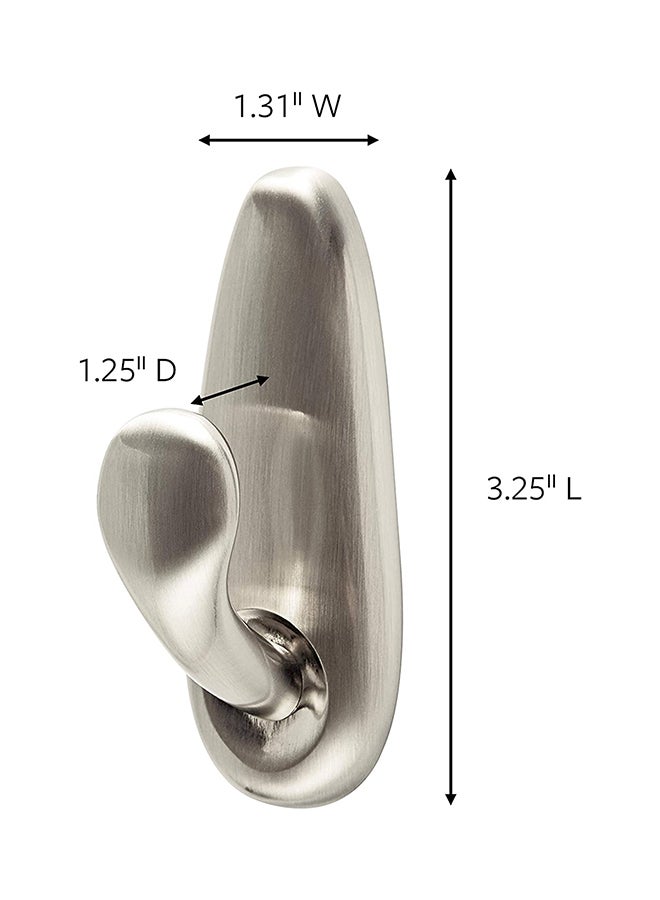 3M Command Damage Free Hanging Medium Brushed Nickel Metal Hook Silver 1.3kg - Image 2