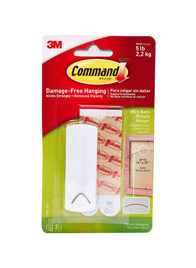Command 3M Damage Free Hanging Wire Back Picture Hanger White 28 x 43cm - Image 1