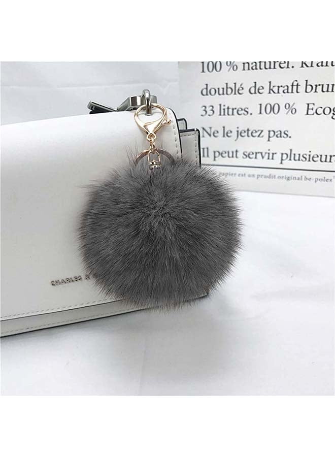 أو أوزون حلقة مفاتيح لينة ومنفوشة لحقائب اليد رمادي - Image 2