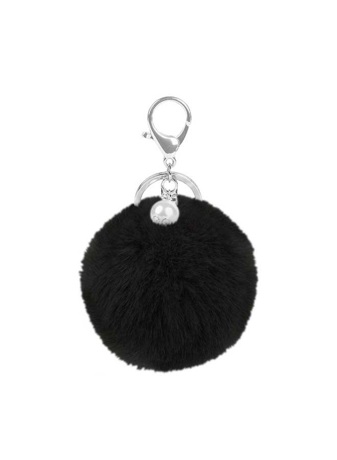 O Ozone Soft Fluffy Keyring For Handbags Black  - Image 1