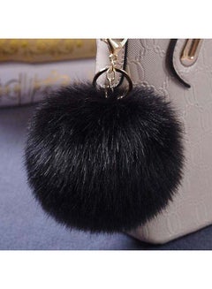 O Ozone Soft Fluffy Keyring For Handbags Black  - Image 2