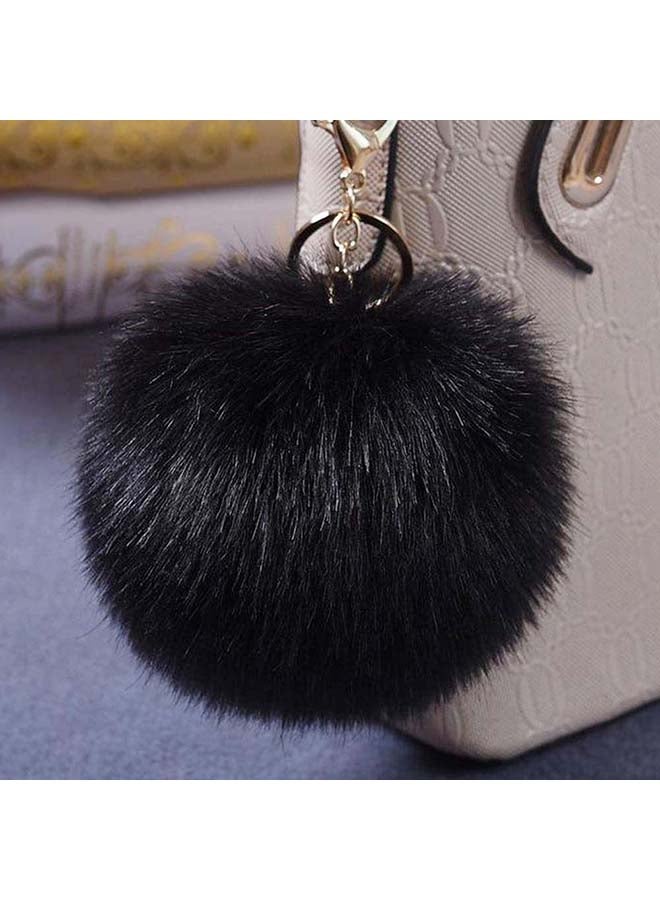 O Ozone Soft Fluffy Keyring For Handbags Black  - Image 2