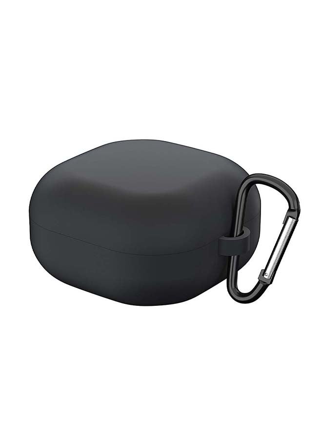 أو أوزون حافظة من السيليكون متوافقة مع سماعات جالاكسي بادز برو/ بادز لايف مع غطاء مرن وناعم مع سلسلة مفاتيح من الفرو وخطاف أسود - Image 2