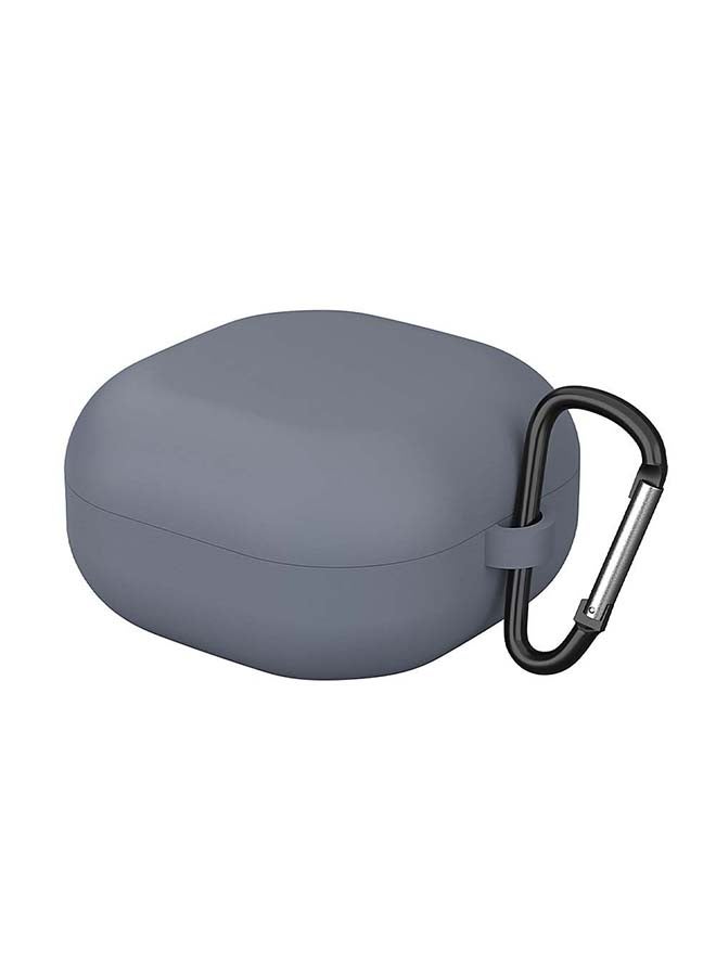أو أوزون حافظة من السيليكون متوافقة مع سمّاعات جالاكسي بادز برو/ بادز لايف مع غطاء ليّن وناعم مع سلسلة مفاتيح من الفرو وخطاف رمادي - Image 2
