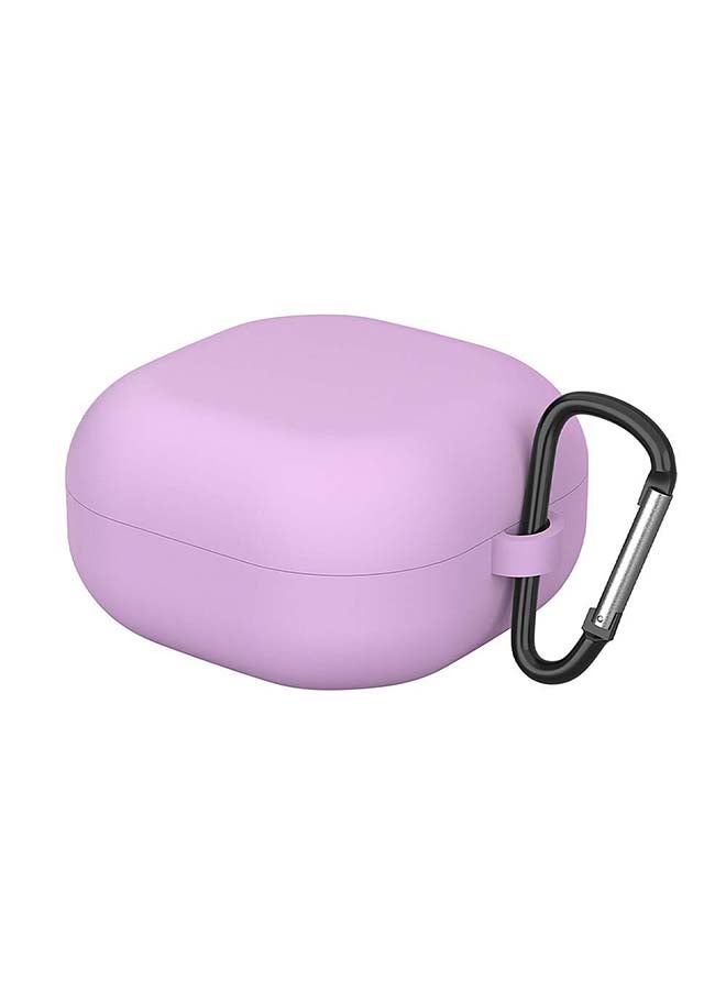 أو أوزون حافظة من السيليكون متوافقة مع سماعات جالاكسي بادز برو/ بادز لايف مع غطاء مرن وناعم مع سلسلة مفاتيح من الفرو وخطاف لافندر - Image 2