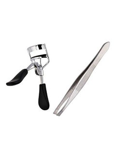2-Piece Eyelash Curler/Tweezer Slant Tip Set Multicolour