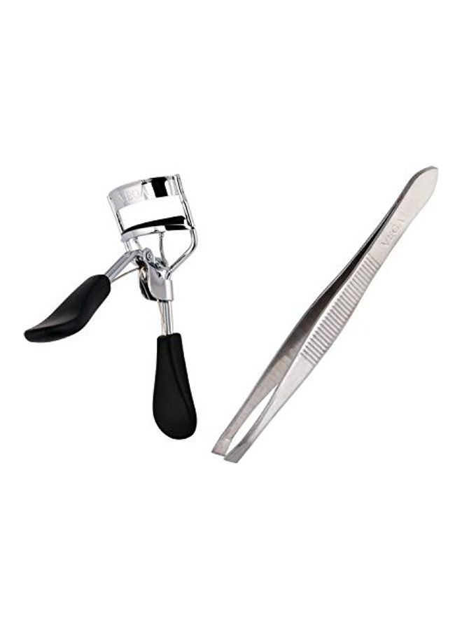 Vega - 2-Piece Eyelash Curler/Tweezer Slant Tip Set Multicolour - Image 1