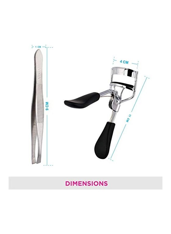 Vega - 2-Piece Eyelash Curler/Tweezer Slant Tip Set Multicolour - Image 1