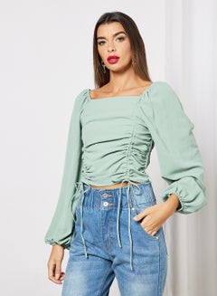 Ruched Crop Top Green