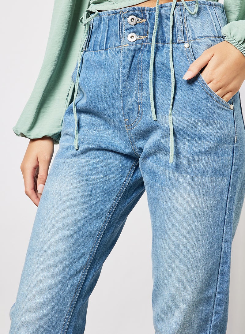 FEMME LUXE - High Waist Cropped Jeans Blue - Image 1
