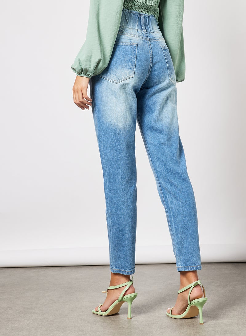 FEMME LUXE - High Waist Cropped Jeans Blue - Image 1