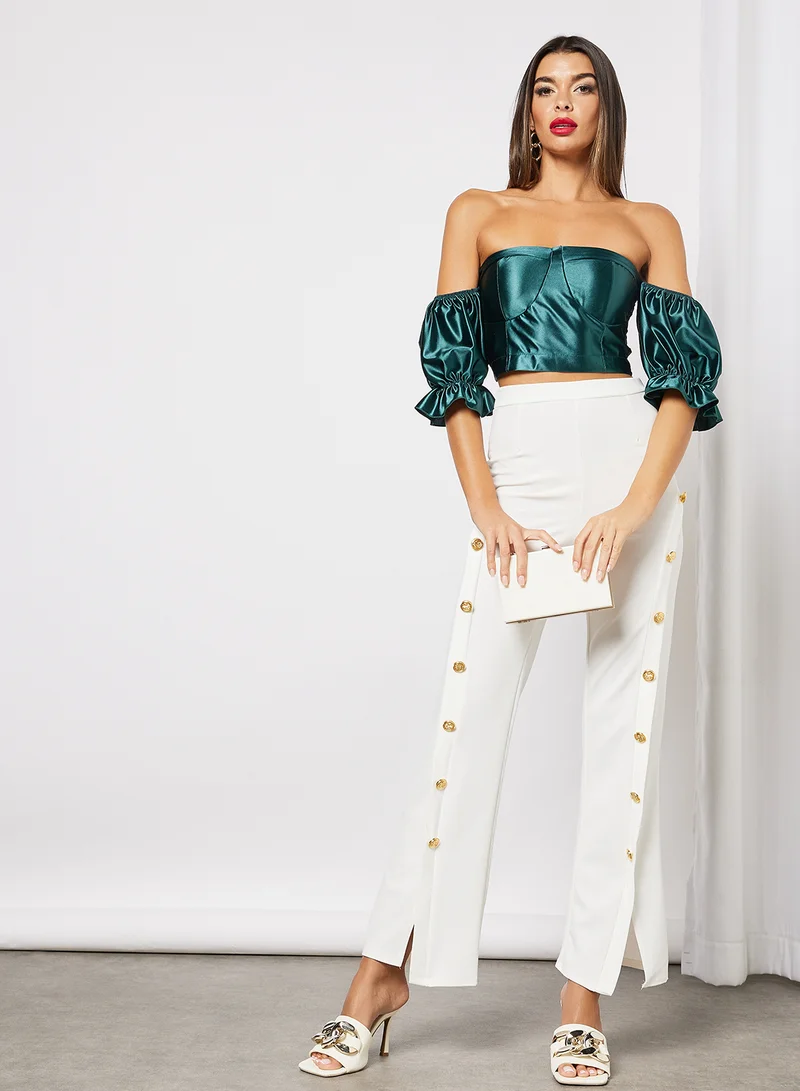 FEMME LUXE Puff Sleeve Crop Top