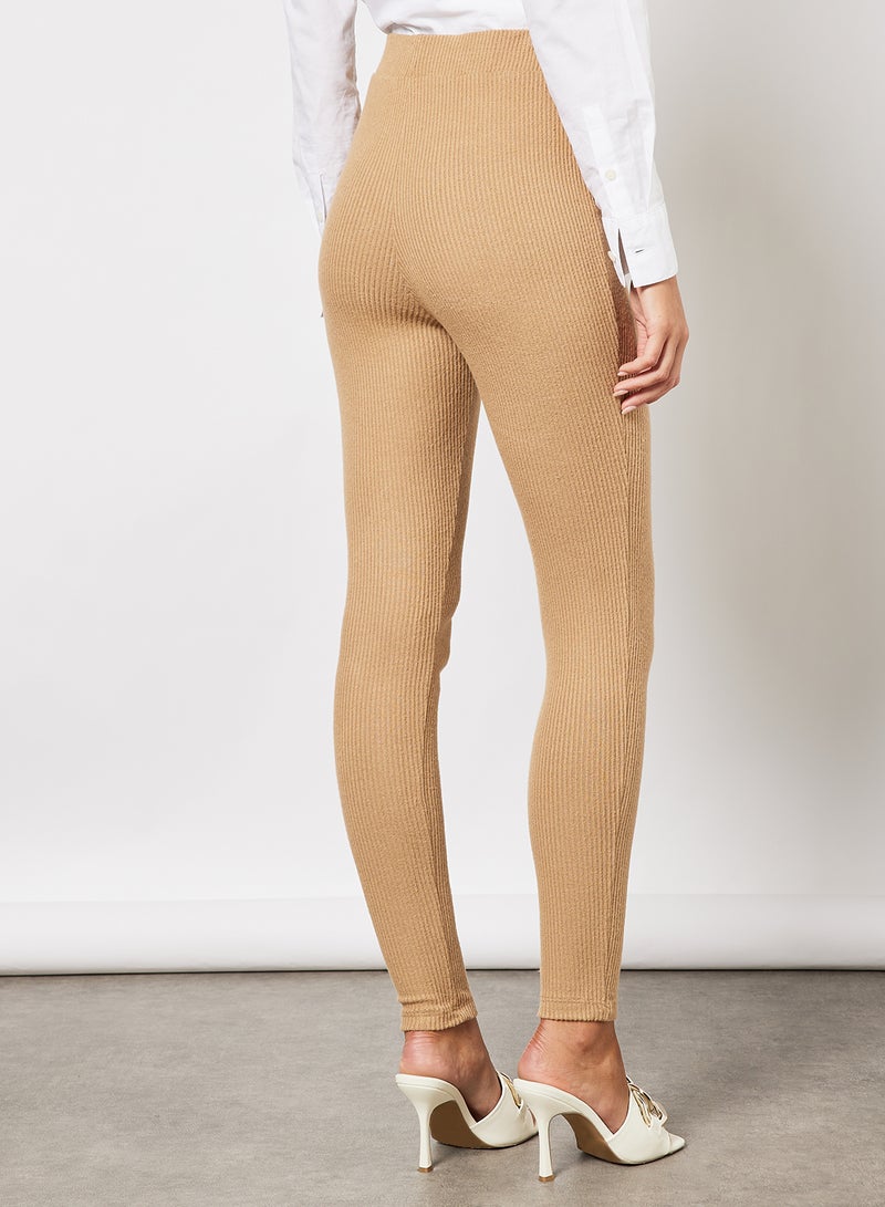 NOISY MAY - Ribbed Leggings Tigers Eye - Image 1